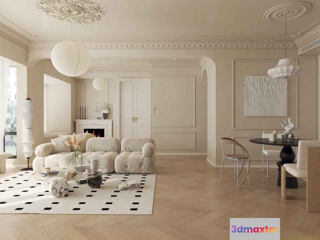 Modern Living Room 3D Model - 5119 - VRAY Render