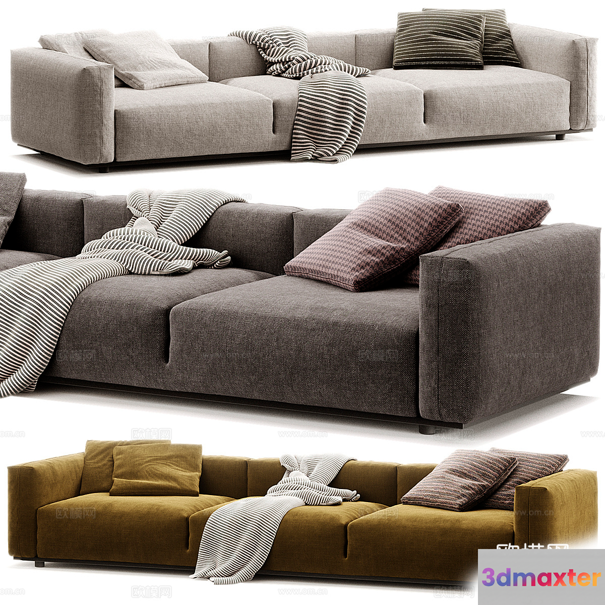The Image Features A Modern Sofa 3D Model - 12235 - VRAY Render