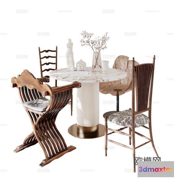 A Dining Table With Chairs 3D Model - 630 - CORONA Render