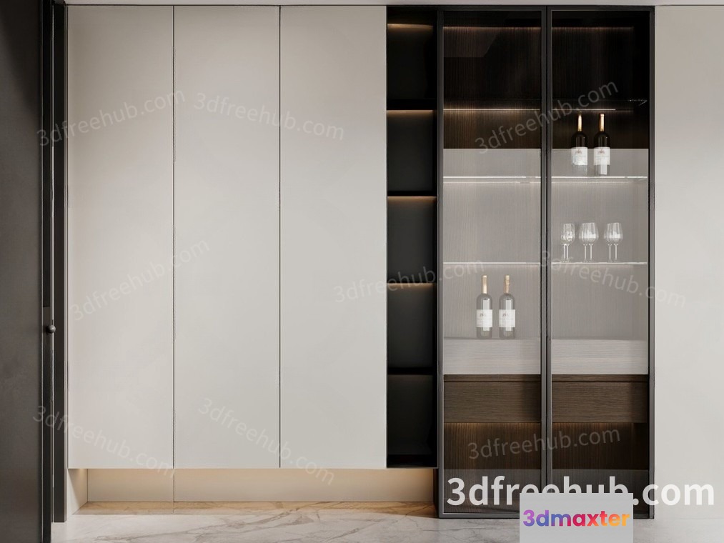 Modern Cabinet With Wine Storage 3D Model - 13164 - CORONA Render