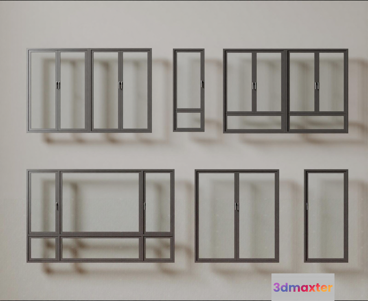 A Collection Of Windows 3D Model - 7695 - CORONA Render