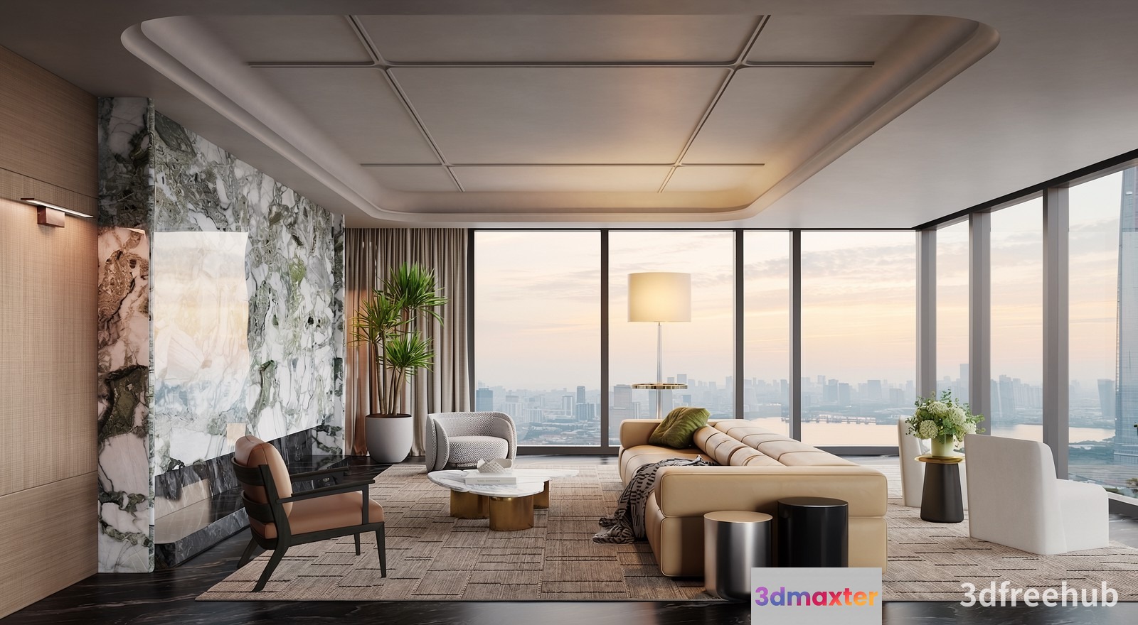 Modern Living Room 3D Model - 22860 - VRAY Render