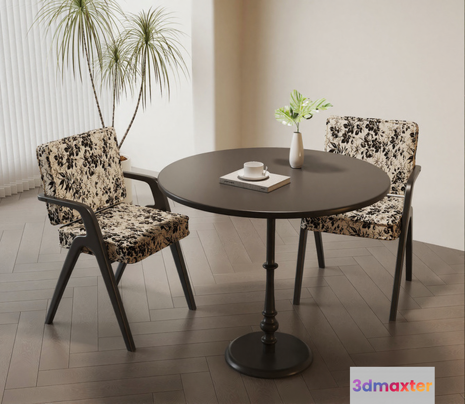 A Round Table With Two Chairs 3D Model - 10491 - VRAY Render
