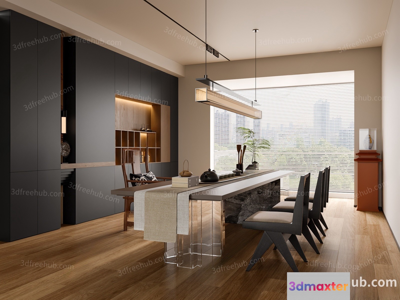 Modern Dining Room 3D Model - 19616 - VRAY Render