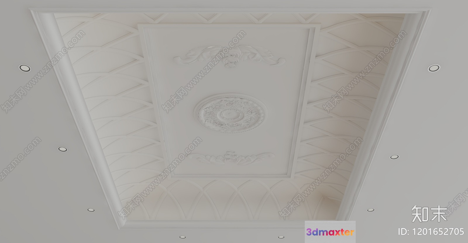A White Ceiling With A Decorative Design 3D Model - 4142 - VRAY Render