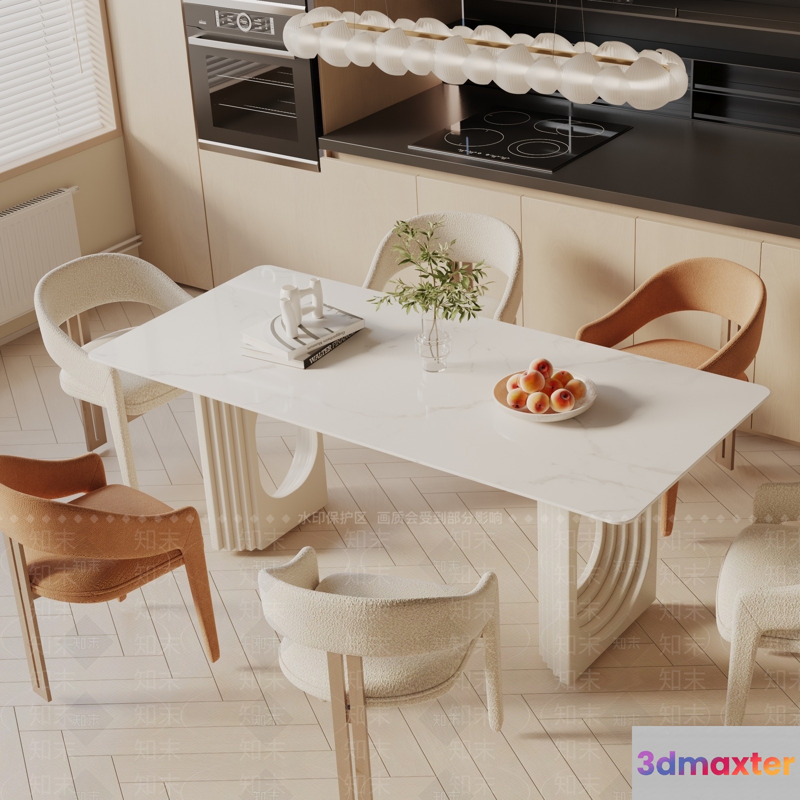 Modern Minimalist Dining Table 3D Model - 582 - VRAY Render