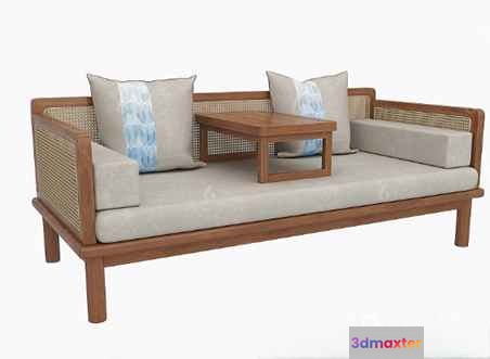Wooden Sofa 3D Model - 23419 - VRAY Render