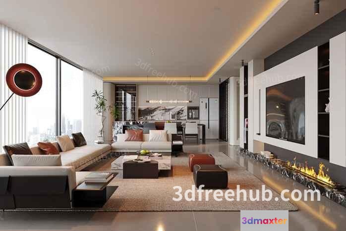 Modern Living Room 3D Model - 22964 - VRAY Render
