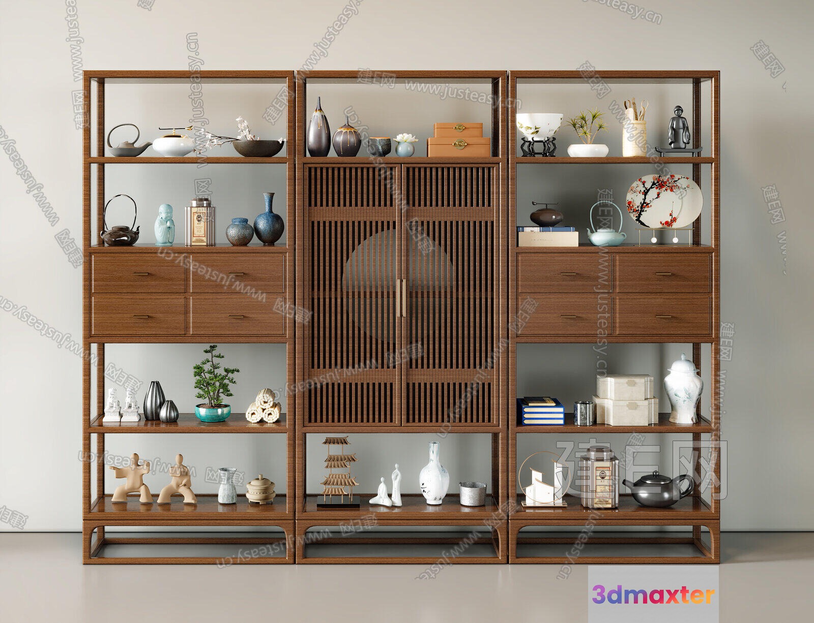 A Wooden Shelving Unit 3D Model - 17651 - VRAY Render