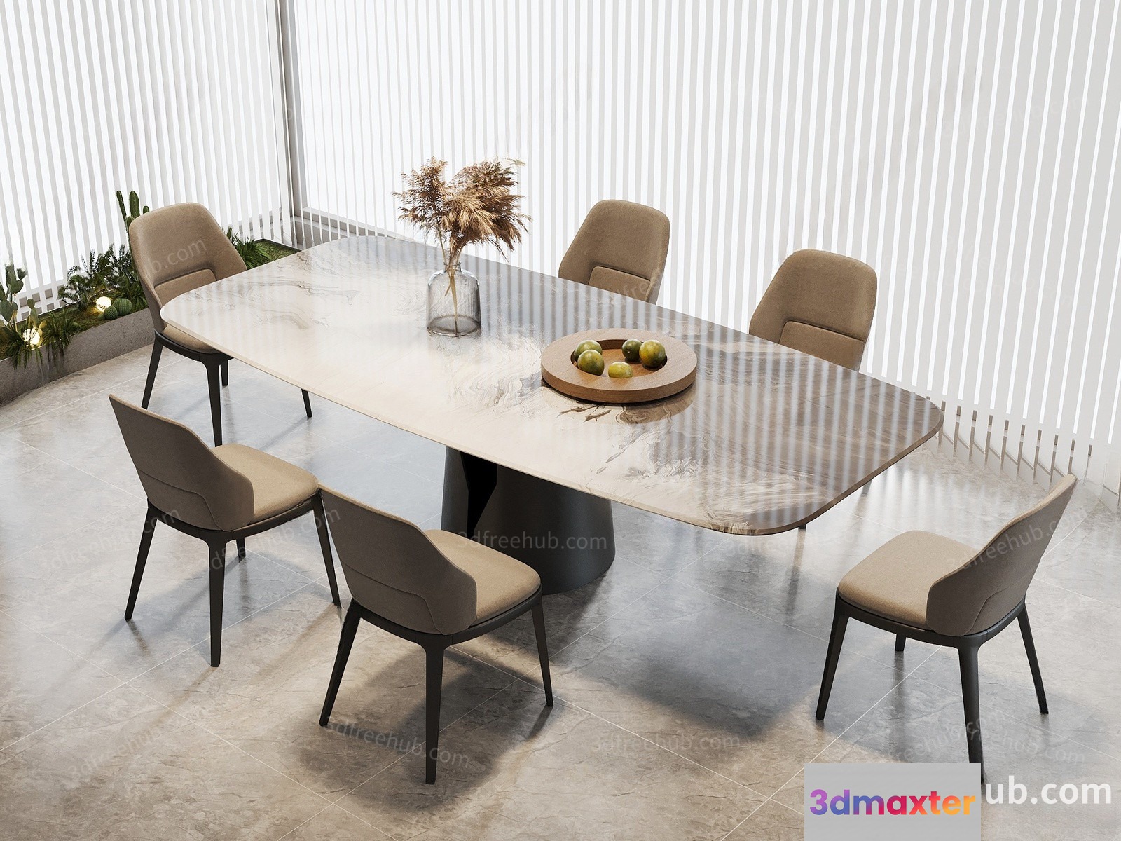 Modern Dining Room 3D Model - 18570 - VRAY Render