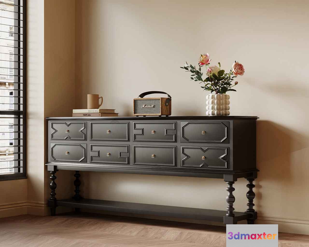 A Dark Grey Dresser 3D Model - 15687 - VRAY Render