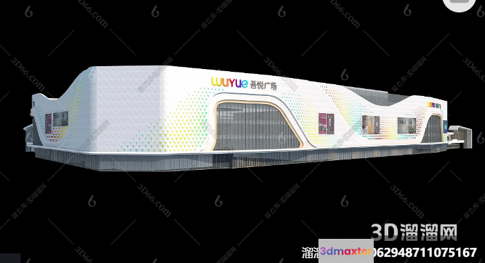 A Building With A 3D Design 3D Model - 3362 - VRAY Render