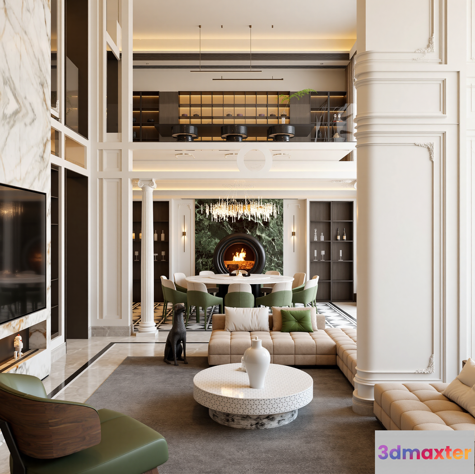 Modern Living Room 3D Model - 6928 - VRAY Render
