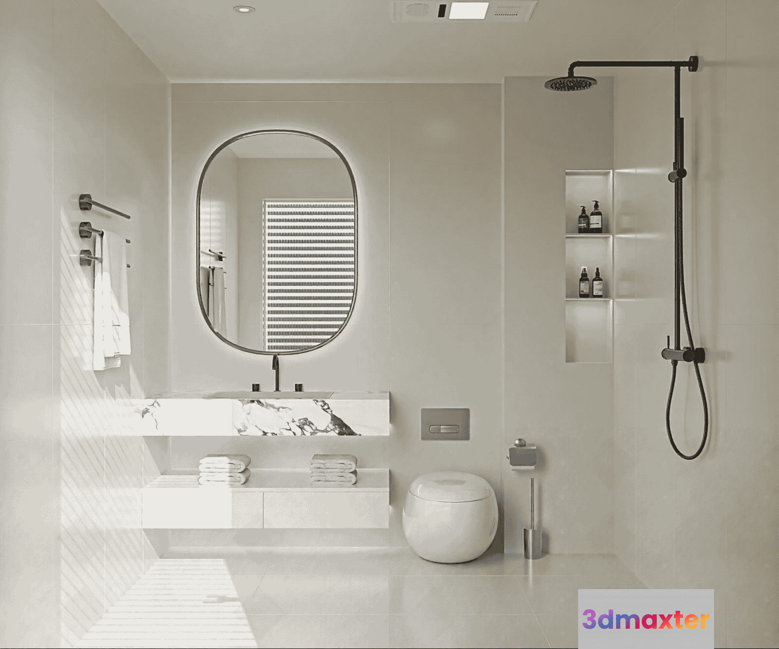 Modern Bathroom Interior 3D Model - 18165 - VRAY Render