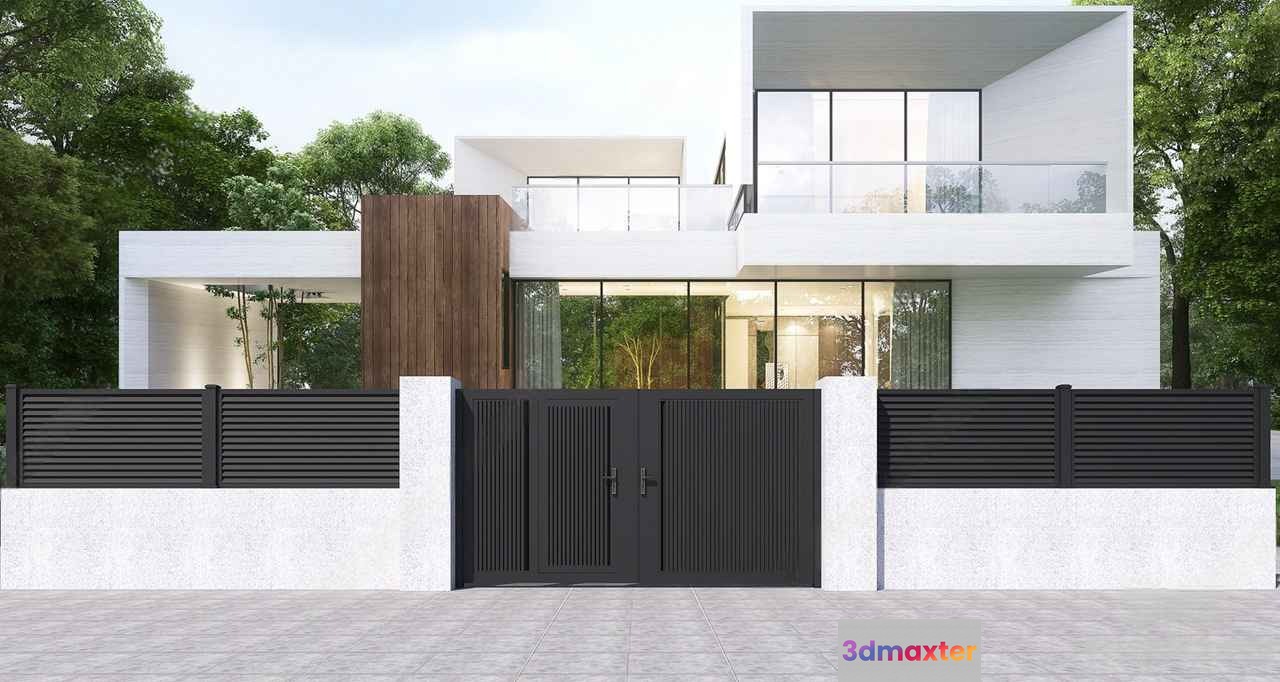 Modern Two-Story House 3D Model - 12516 - VRAY Render