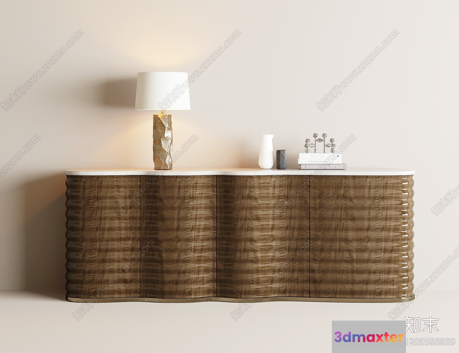 A Wooden Sideboard 3D Model - 224 - VRAY Render