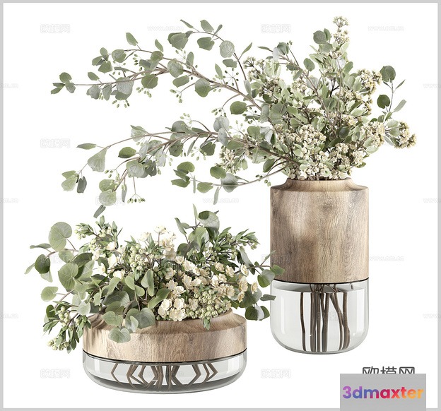 Wooden Flower Vases 3D Model - 3649 - CORONA Render