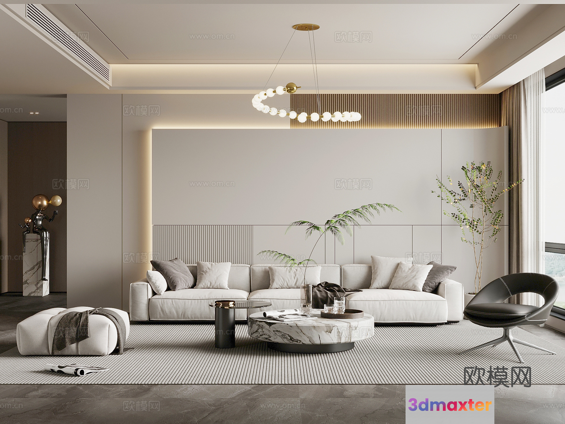 Modern Living Room 3D Model - 20719 - VRAY Render