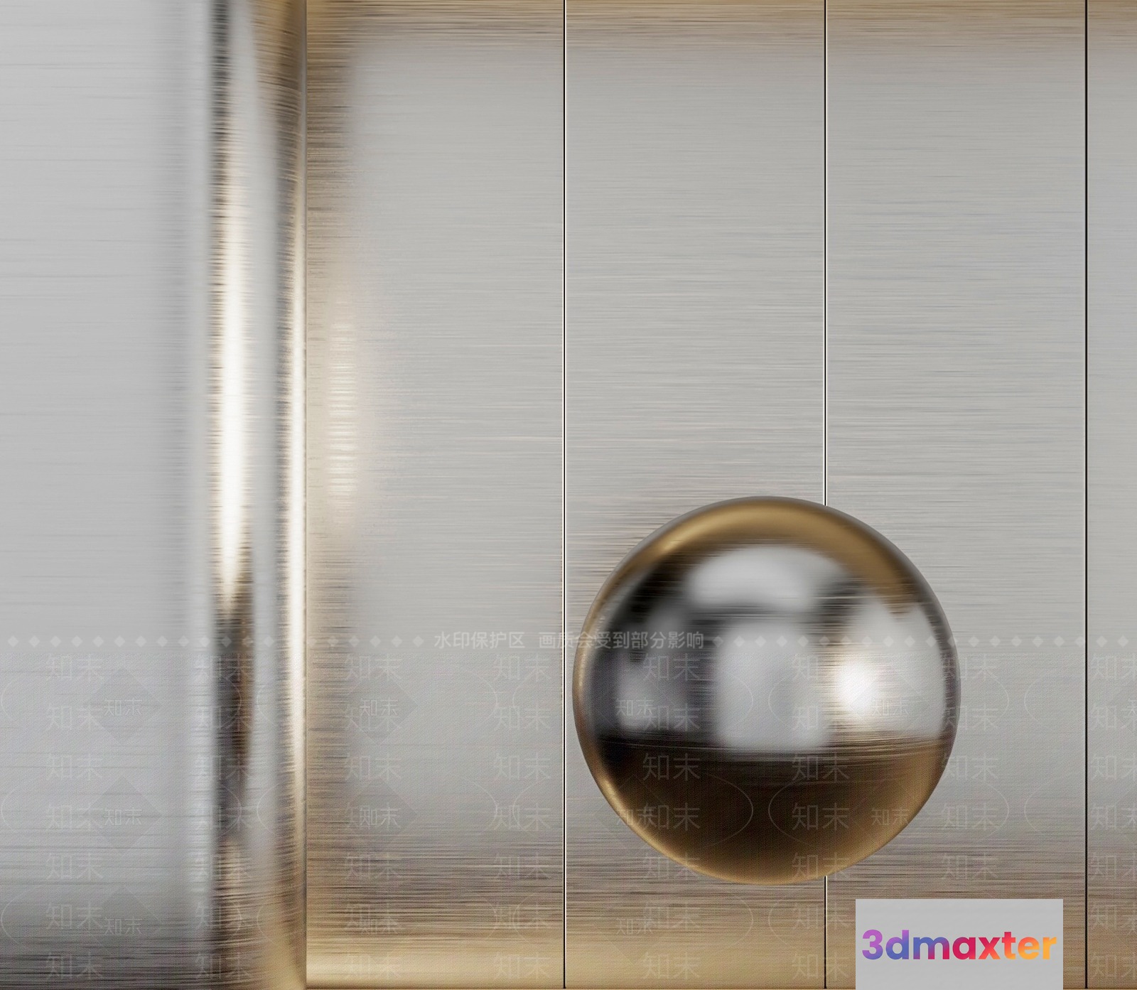 A Metallic Sphere On A Metallic Background 3D Model - 7473 - VRAY Render