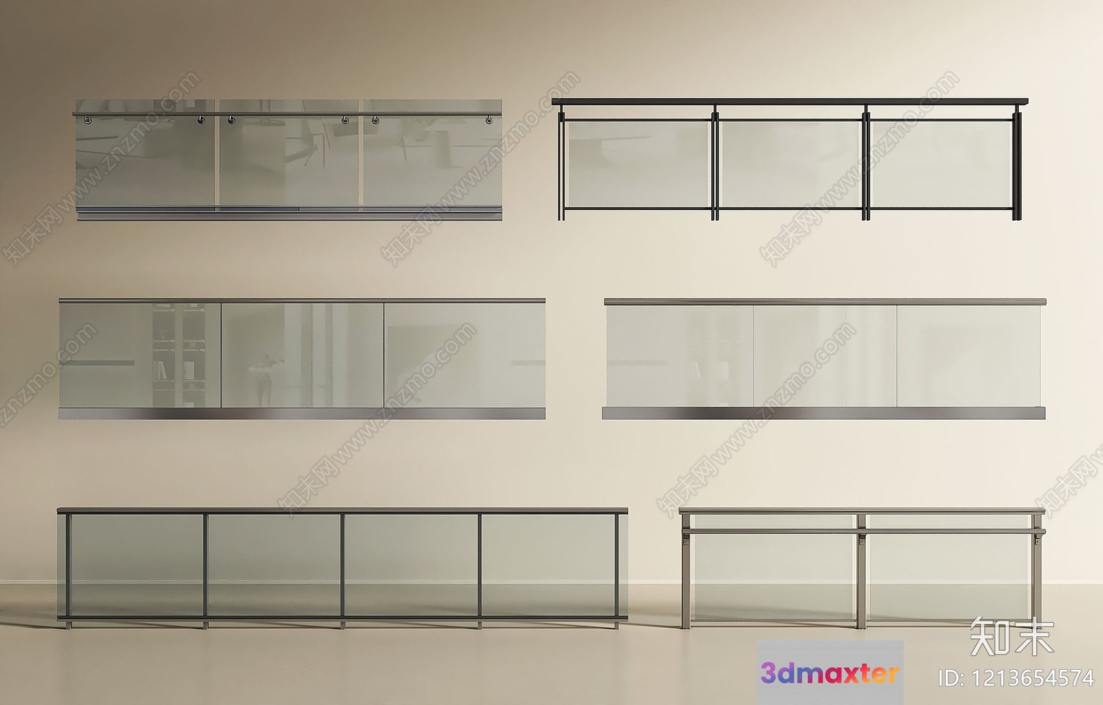 A Metal And Glass Railing 3D Model - 16244 - VRAY Render