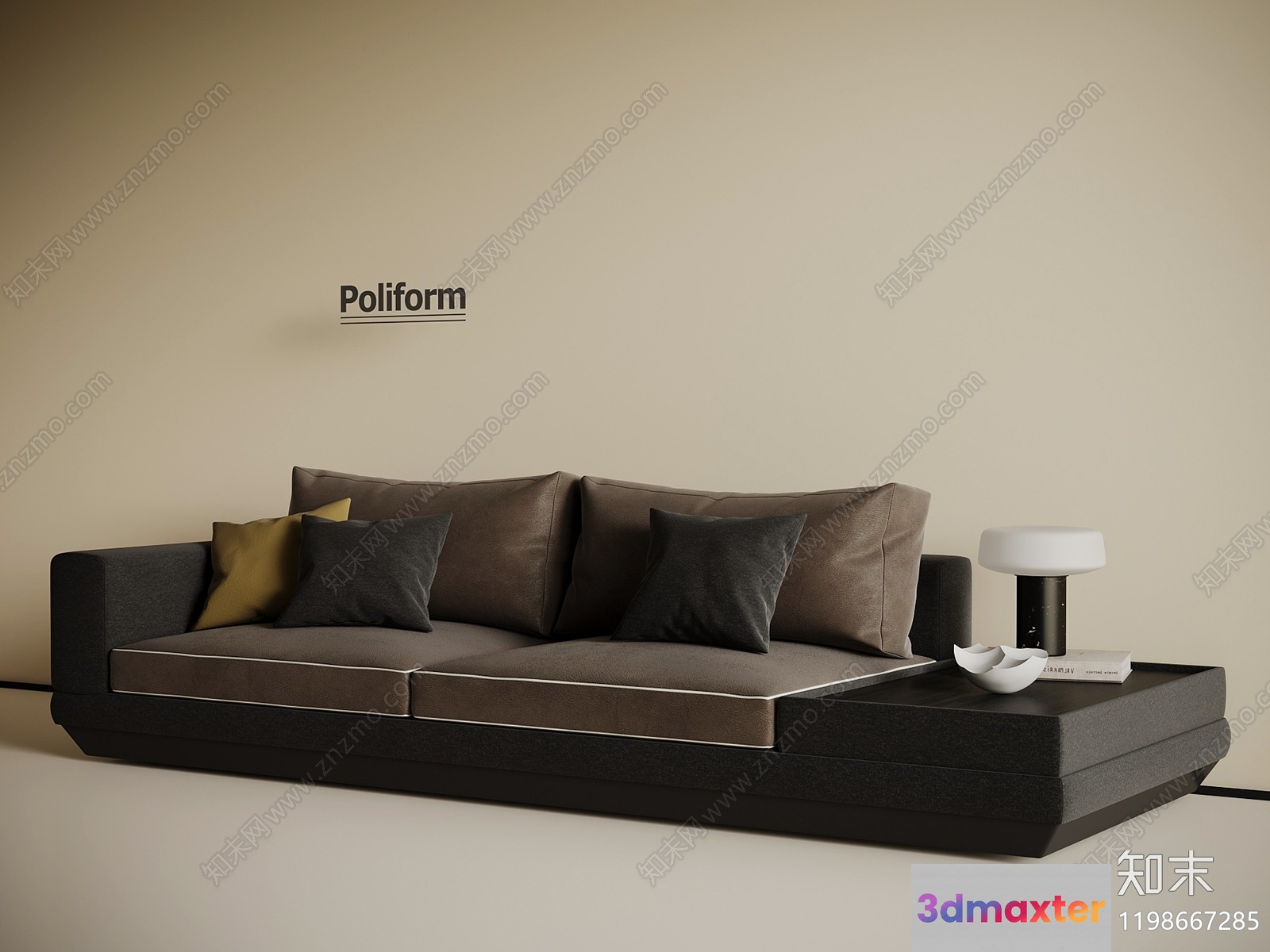 Modern Gray Couch 3D Model - 19478 - VRAY Render