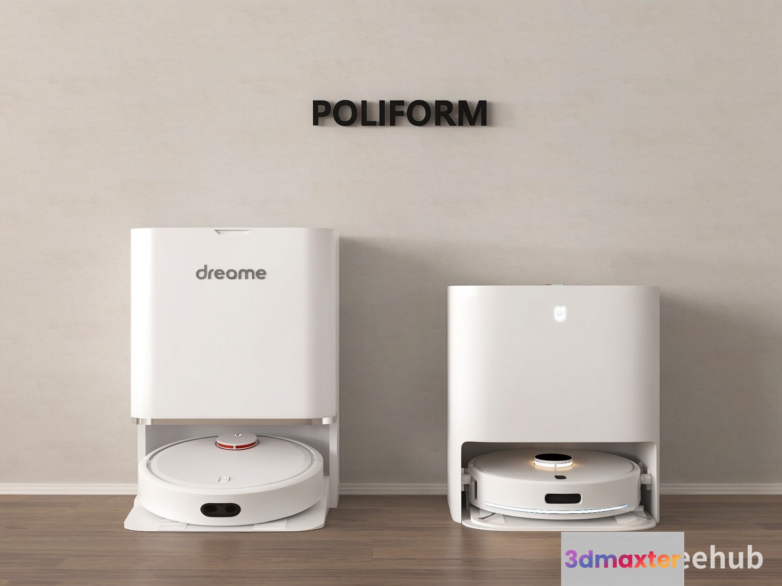 Modern White Robot Vacuum Cleaners 3D Model - 20508 - VRAY Render