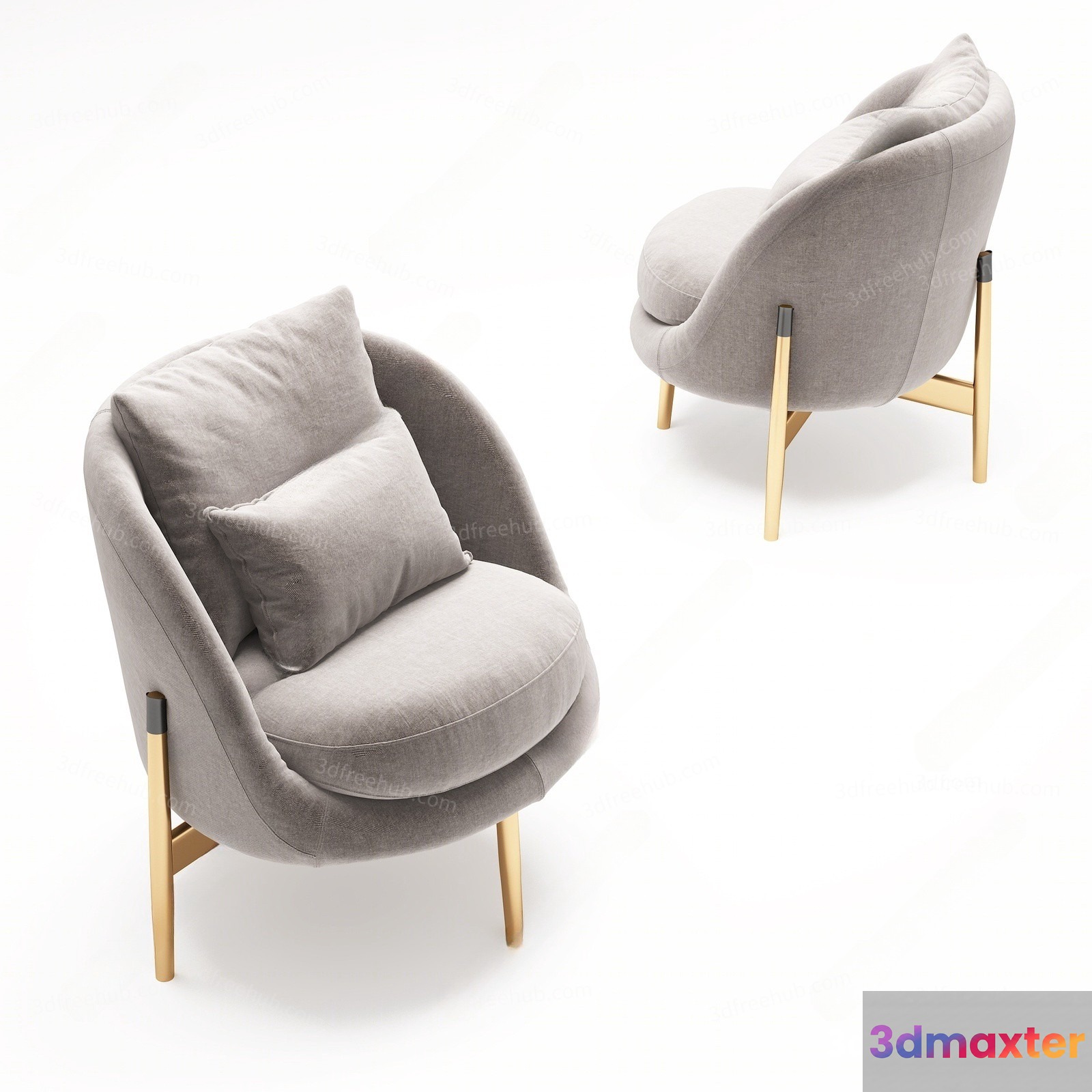 Grey Accent Chair 3D Model - 20590 - VRAY Render