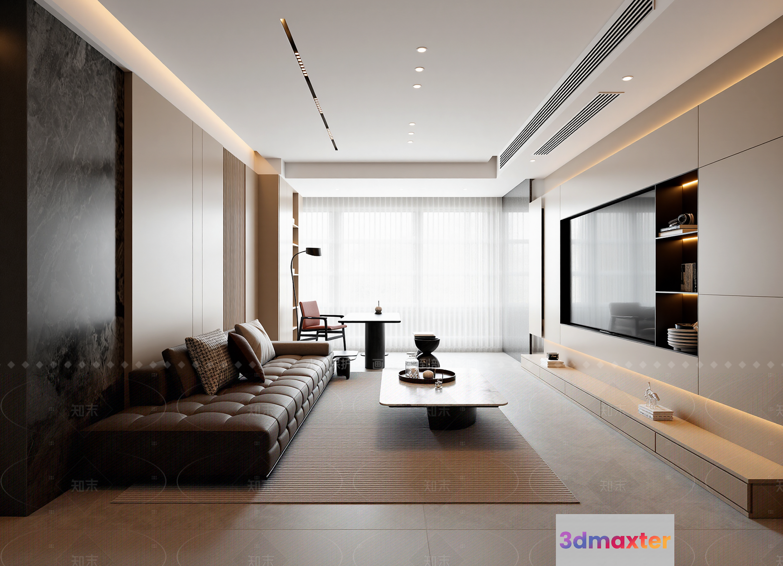 Modern Living Room 3D Model - 23163 - VRAY Render
