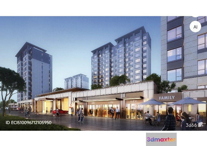 Urban Cityscape 3D Model - 4780 - VRAY Render