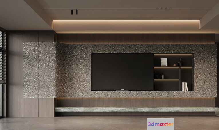 Modern Tv Wall 3D Model - 18236 - VRAY Render