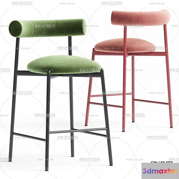 Two Bar Stools 3D Model - 8921 - CORONA Render