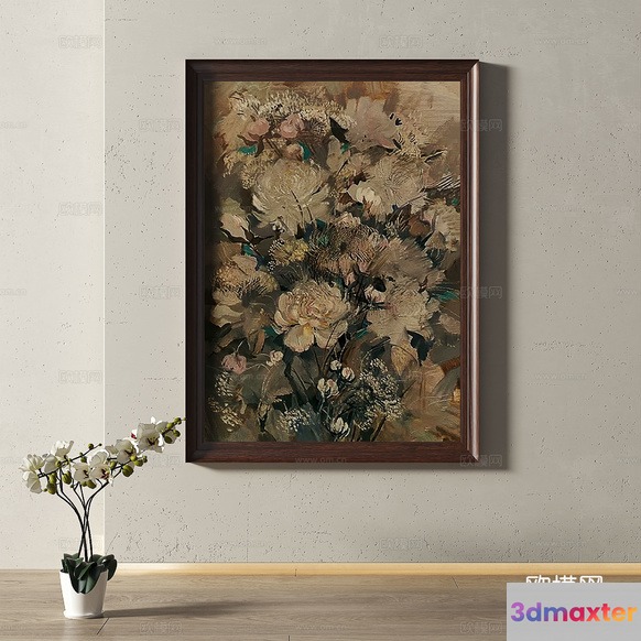 A Framed Painting Of Flowers 3D Model - 16536 - VRAY Render