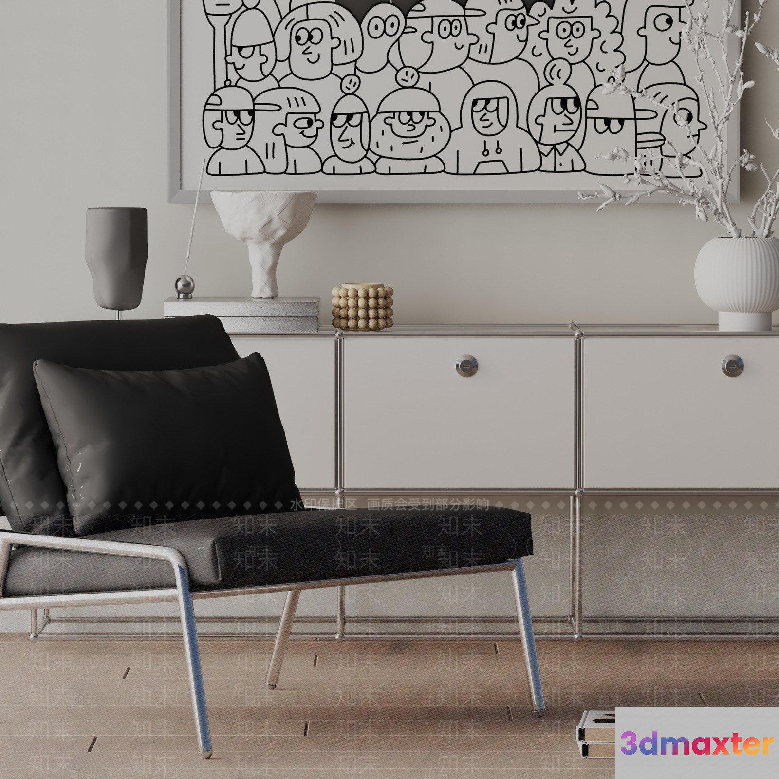 Modern Living Room 3D Model - 13684 - VRAY Render
