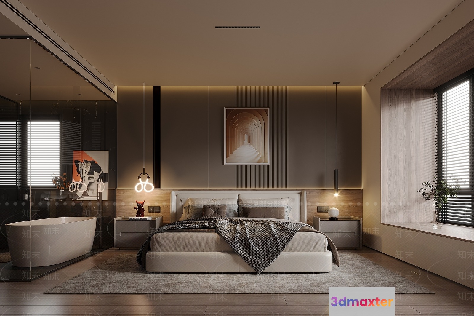 Modern Master Bedroom 3D Model - 6856 - VRAY Render