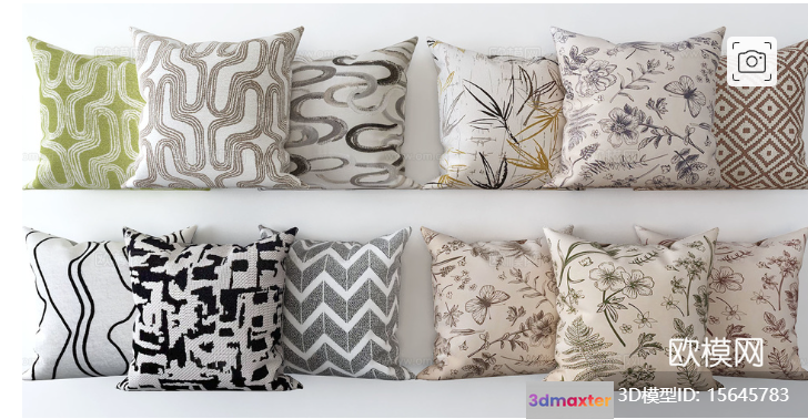 Cozy Throw Pillows 3D Model - 2859 - VRAY Render