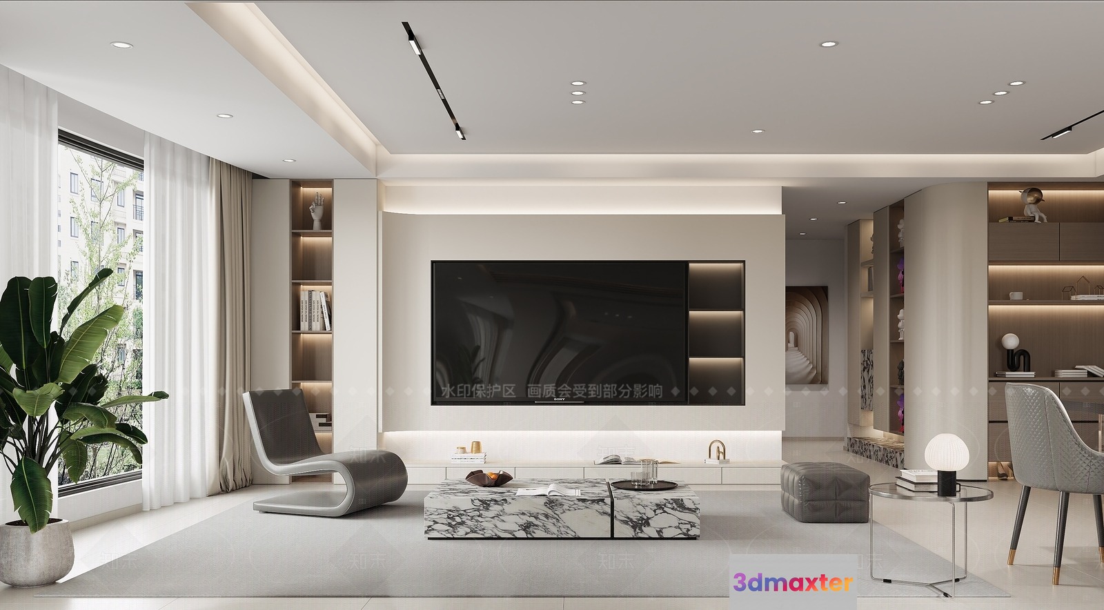Modern Living Room 3D Model - 13098 - VRAY Render