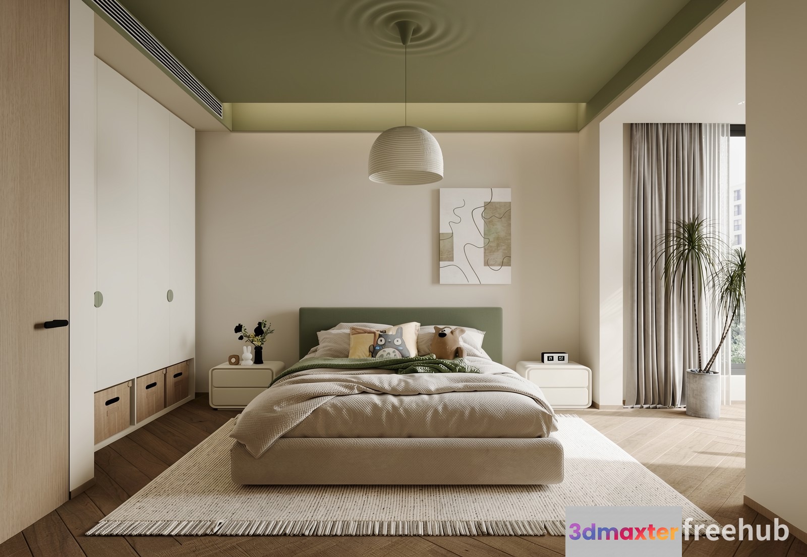A Bedroom With A Bed 3D Model - 23503 - VRAY Render