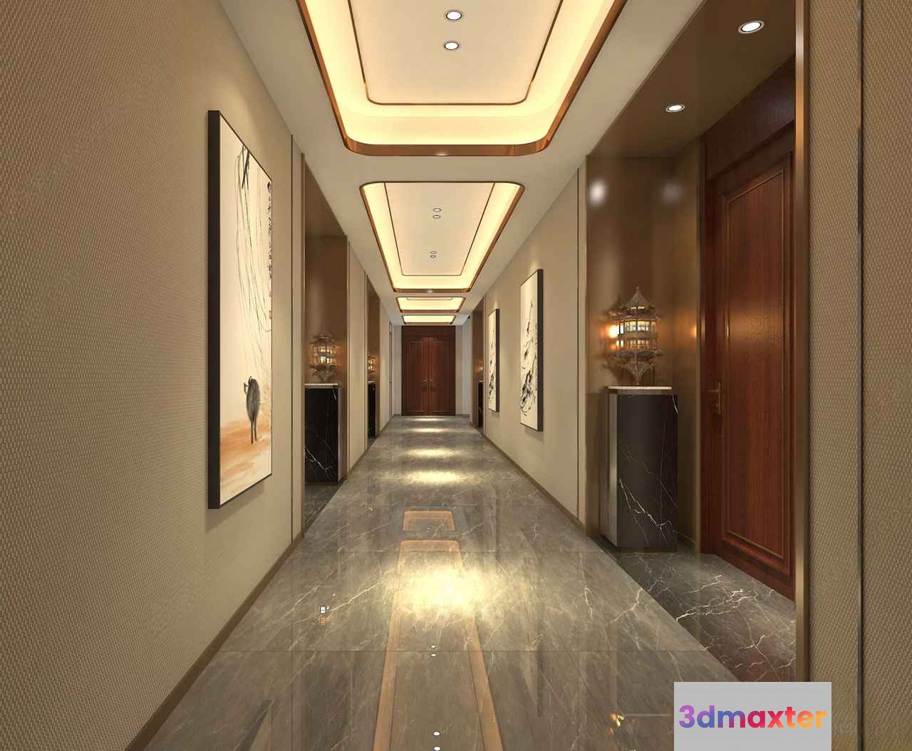 Modern Hallway 3D Model - 11224 - VRAY Render