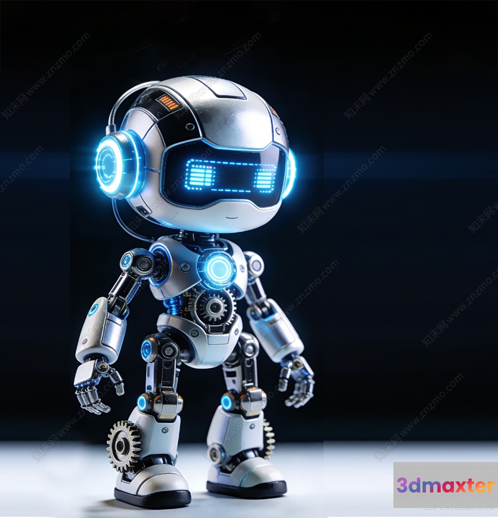 A Robot With Glowing Blue Eyes 3D Model - 4721 - VRAY Render