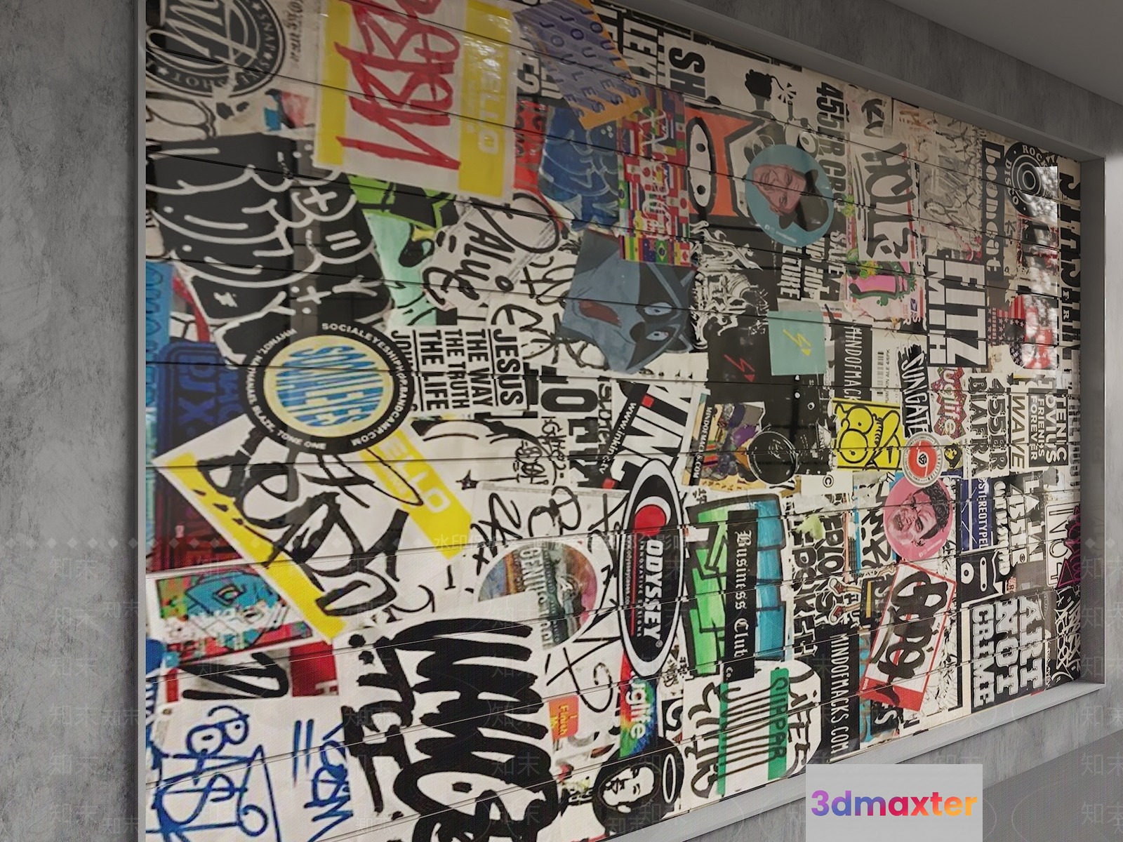 Graffiti Wall 3D Model - 5487 - VRAY Render