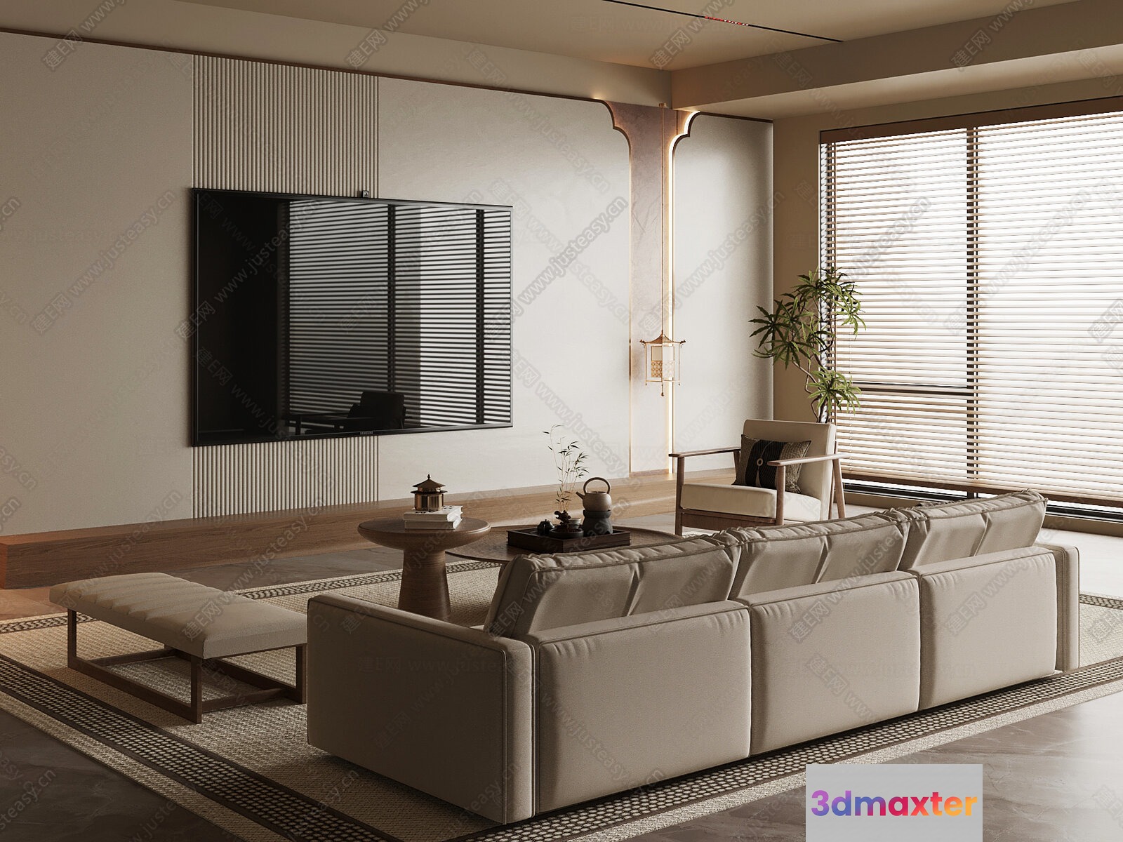 Modern Living Room 3D Model - 12148 - VRAY Render