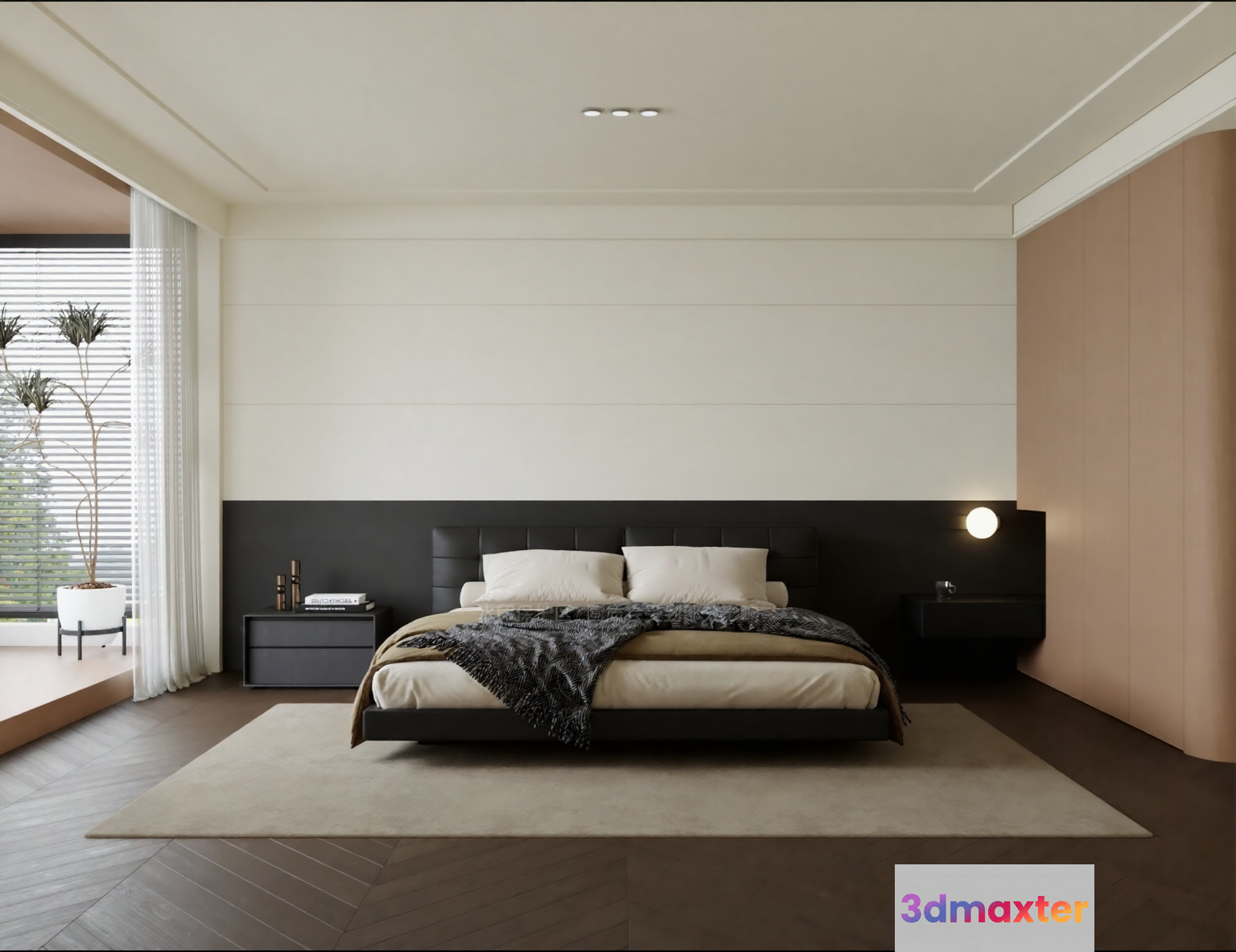 Modern Minimalist Bedroom 3D Model - 5217 - VRAY Render