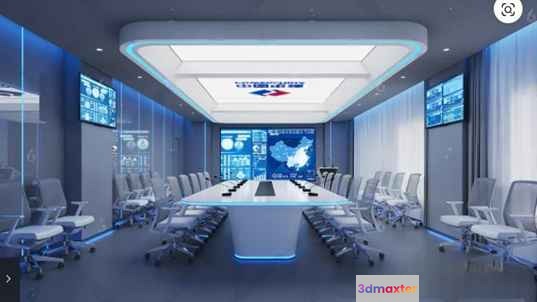 Conference Room With Large Table 3D Model - 7670 - CORONA Render
