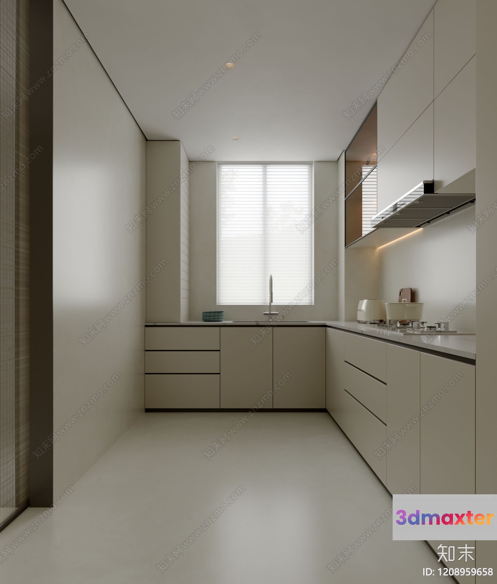 Minimalist Kitchen 3D Model - 10727 - VRAY Render