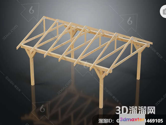 A Wooden Structure Possibly A Roof Frame 3D Model - 15063 - VRAY Render
