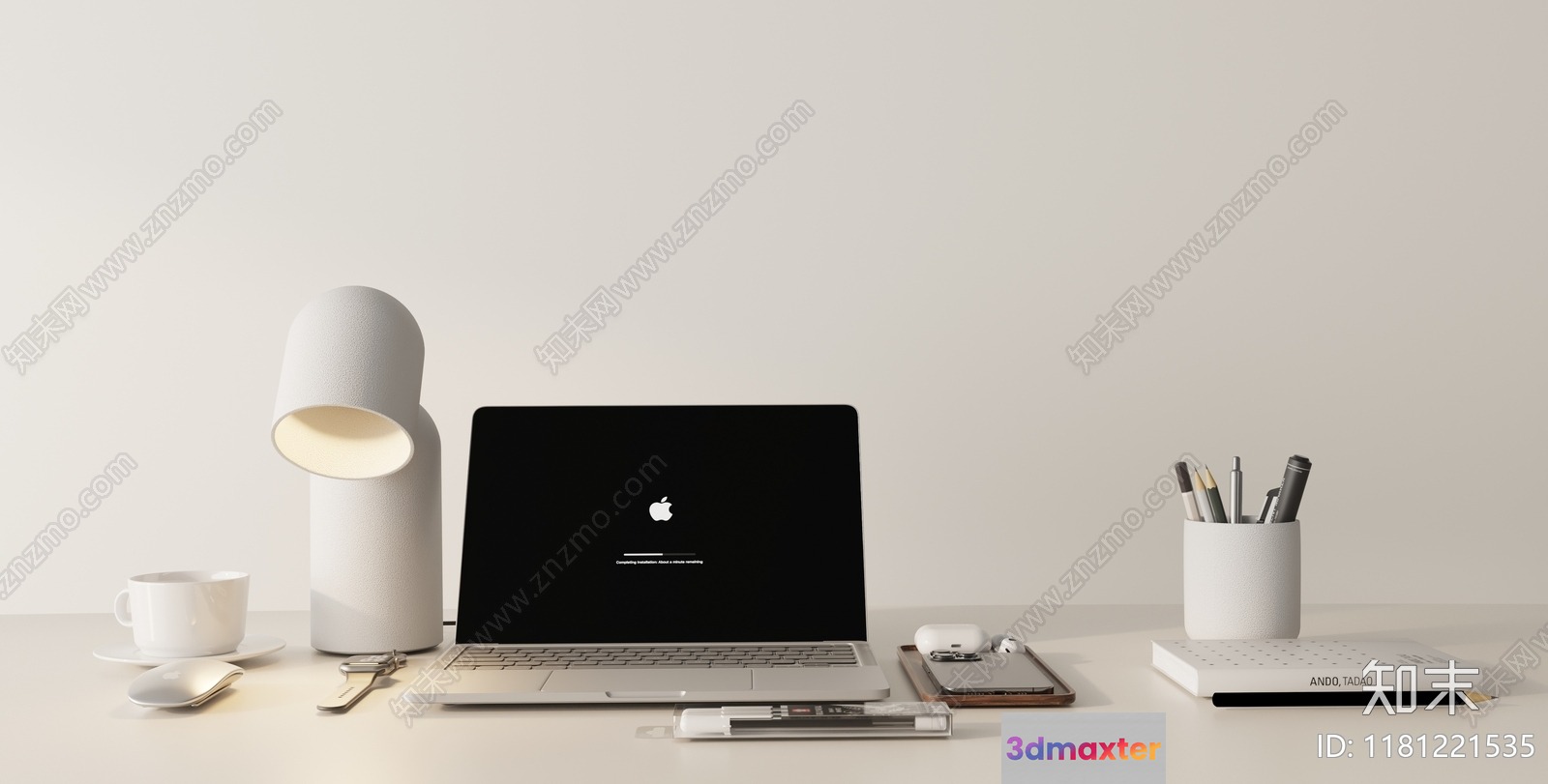 Modern Minimalist Workspace 3D Model - 14873 - VRAY Render