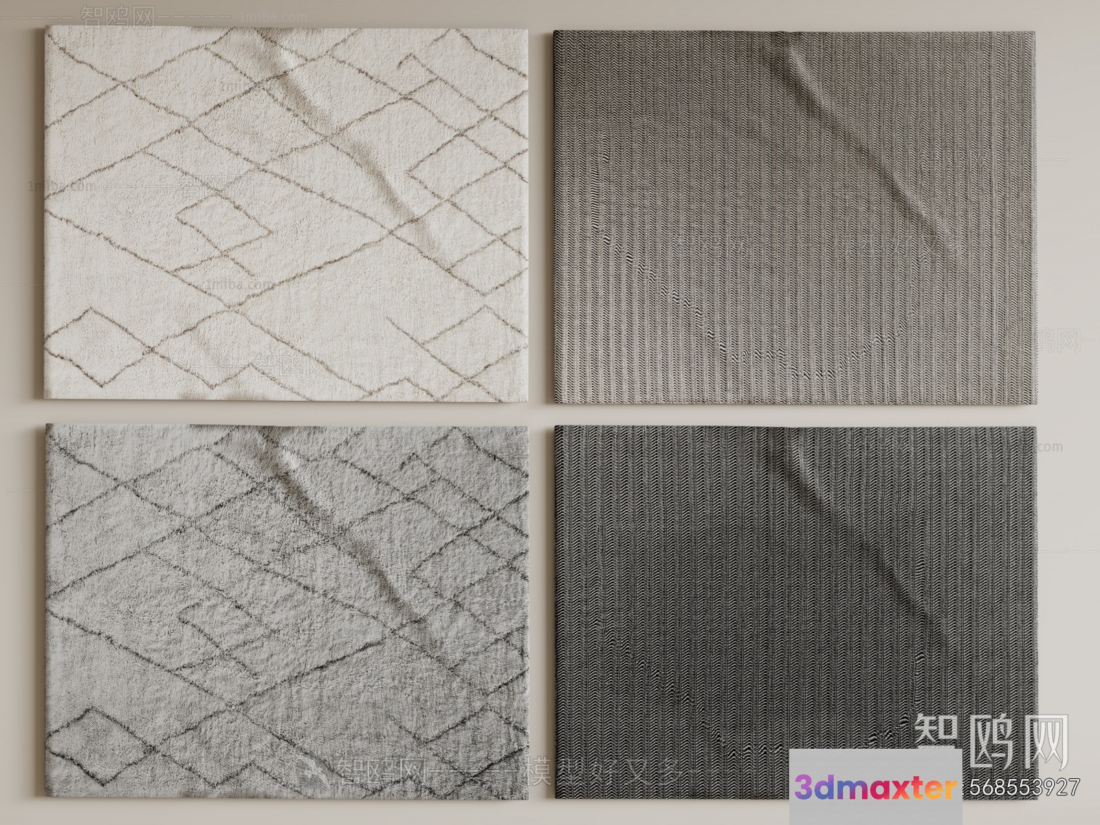 Four Different Fabrics 3D Model - 18497 - VRAY Render