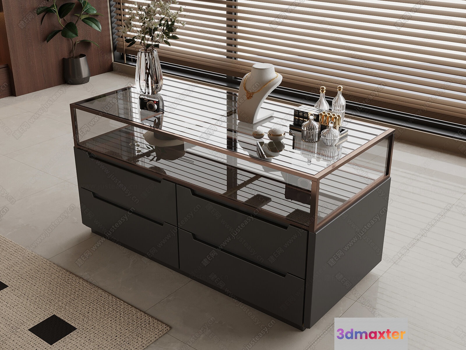 Modern Glass Coffee Table 3D Model - 18314 - VRAY Render