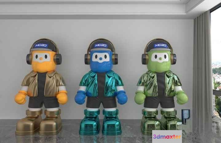 Three Colorful Robot Statues 3D Model - 12987 - VRAY Render