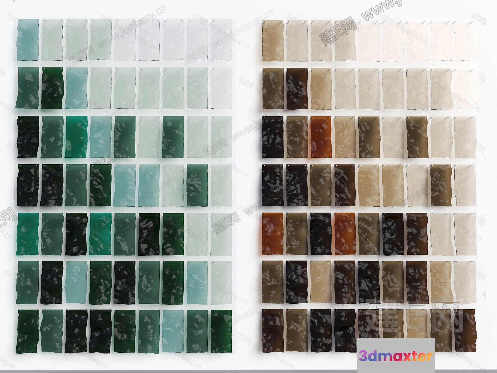 A Collection Of Small Square Tiles In Various Colors 3D Model - 849 - VRAY Render
